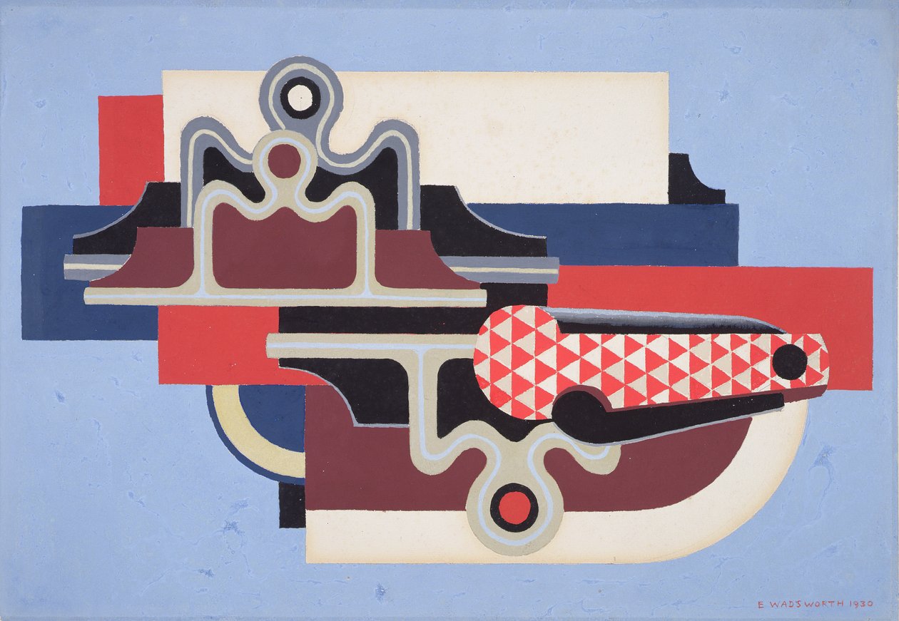 Abstrakt design med en låskniv av Edward Alexander Wadsworth