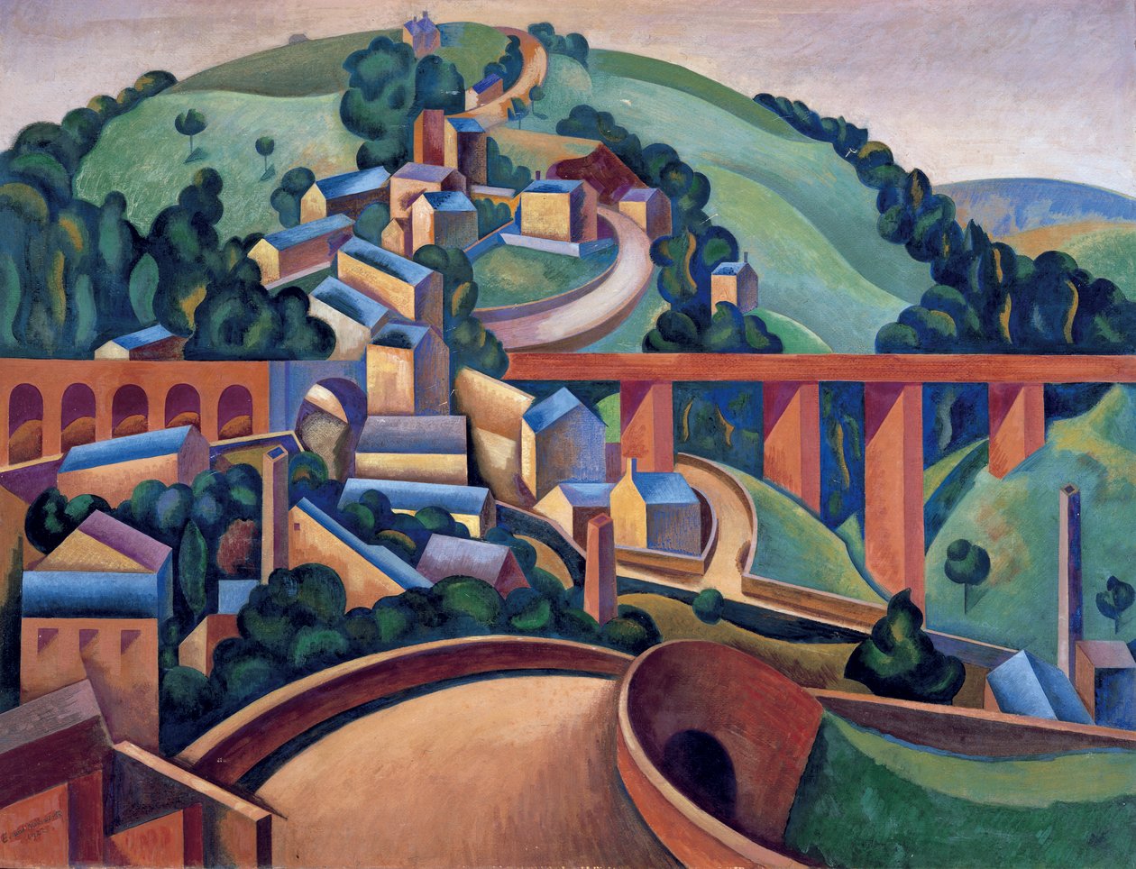 Buxton Village och Broadbottom, nära Glossop av Edward Alexander Wadsworth