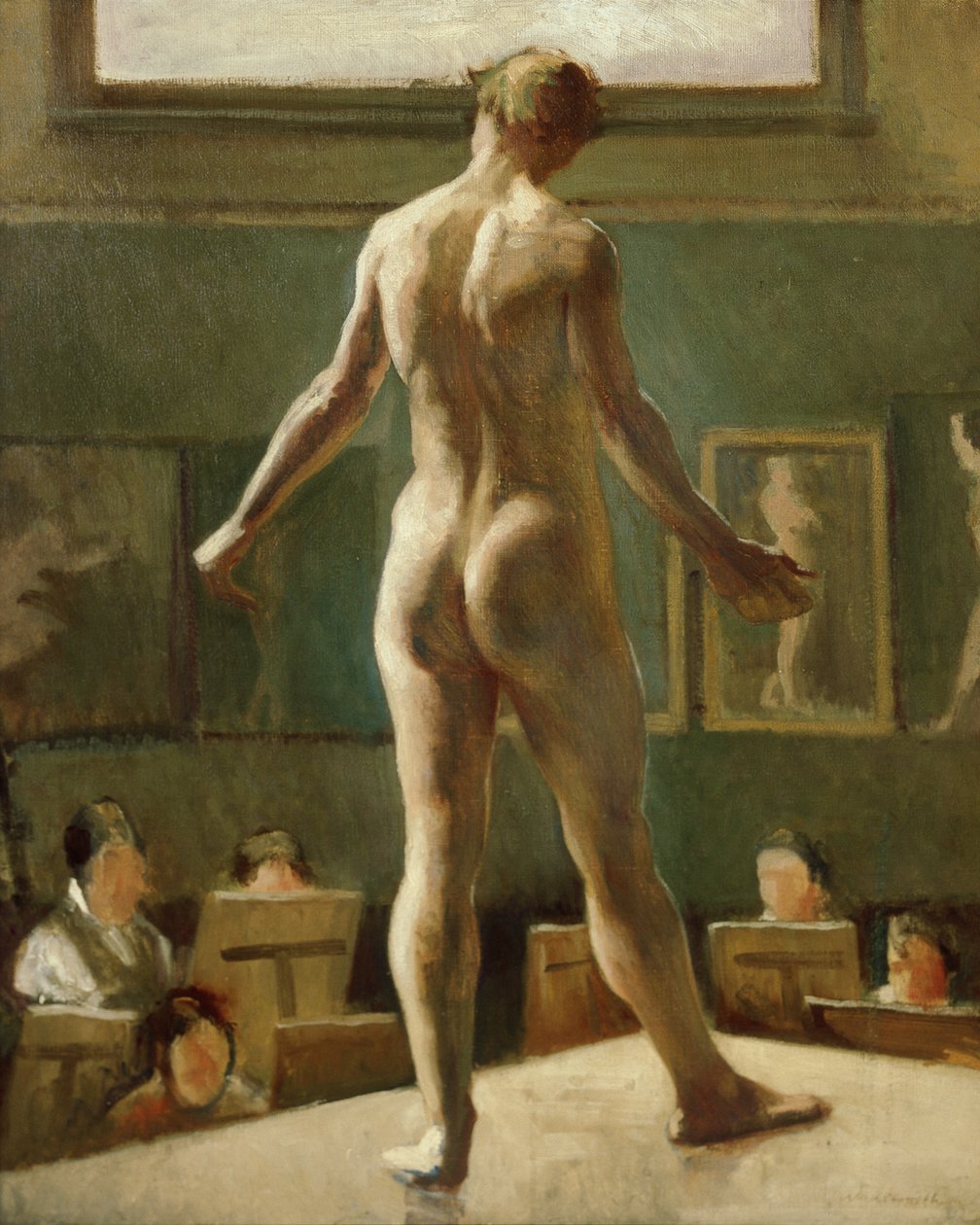 Manlig figur stående av Edward Alexander Wadsworth