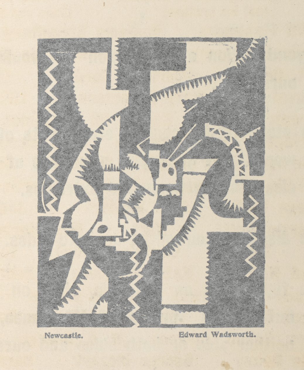Newcastle av Edward Wadsworth från BLAST nr. 1, tidningen Vorticist av Edward Alexander Wadsworth