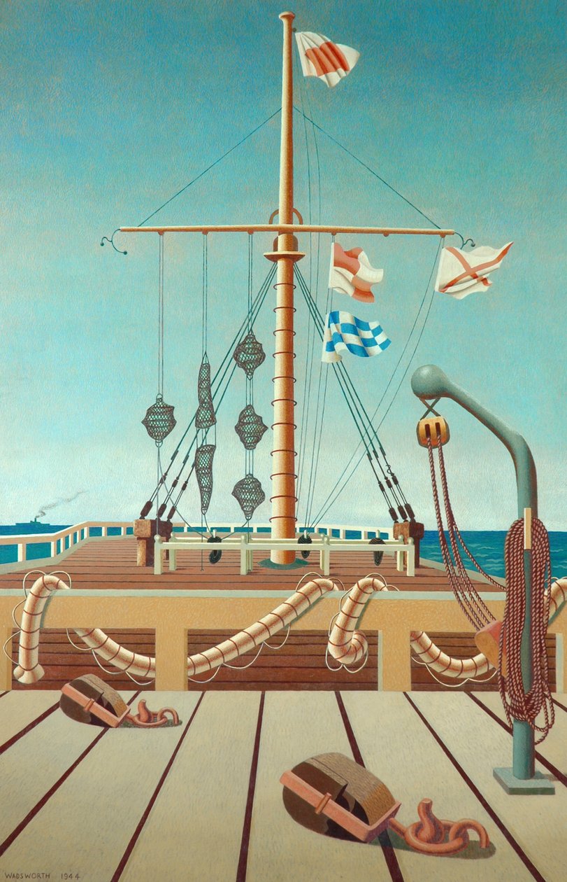 Signalstation (brygga) (tempera på träpanel) av Edward Alexander Wadsworth