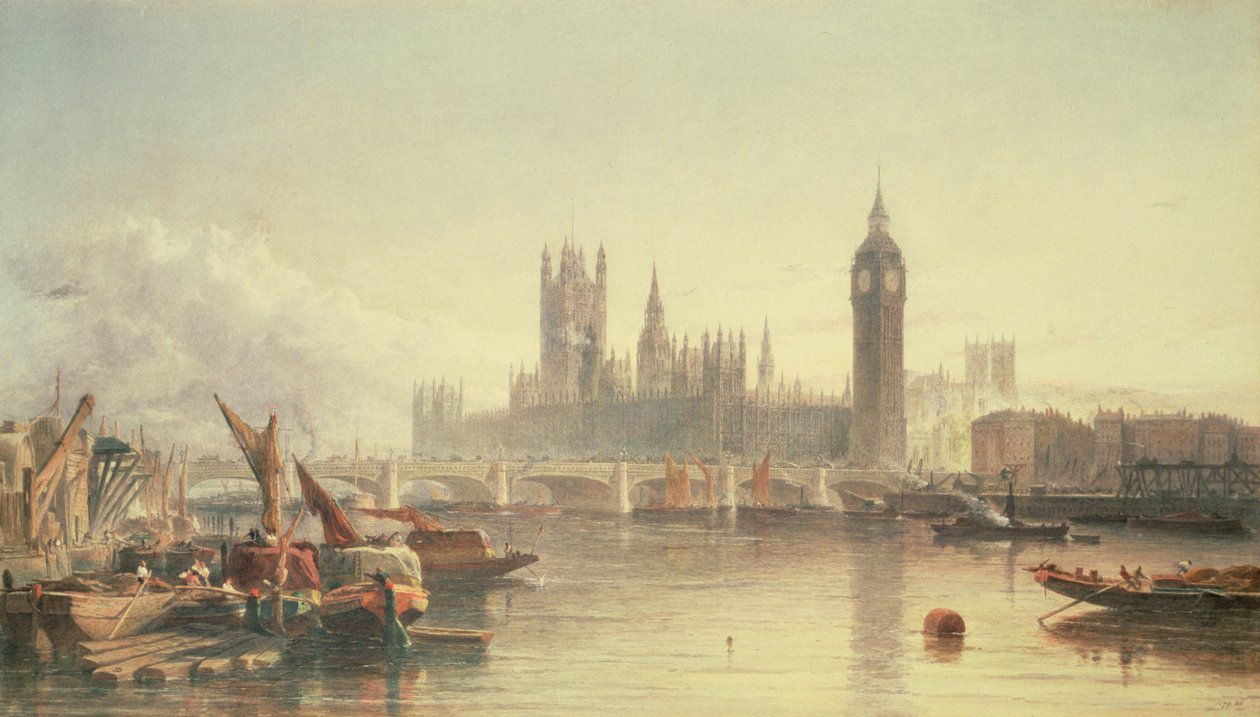 Houses of Parliament och Westminster Bridge av Edward Angelo Goodall