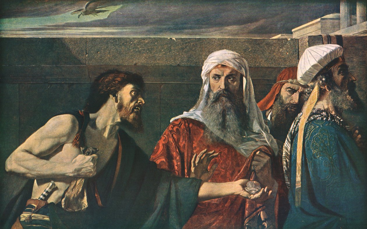 Judas ånger, 1866, c1930. av Edward Armitage