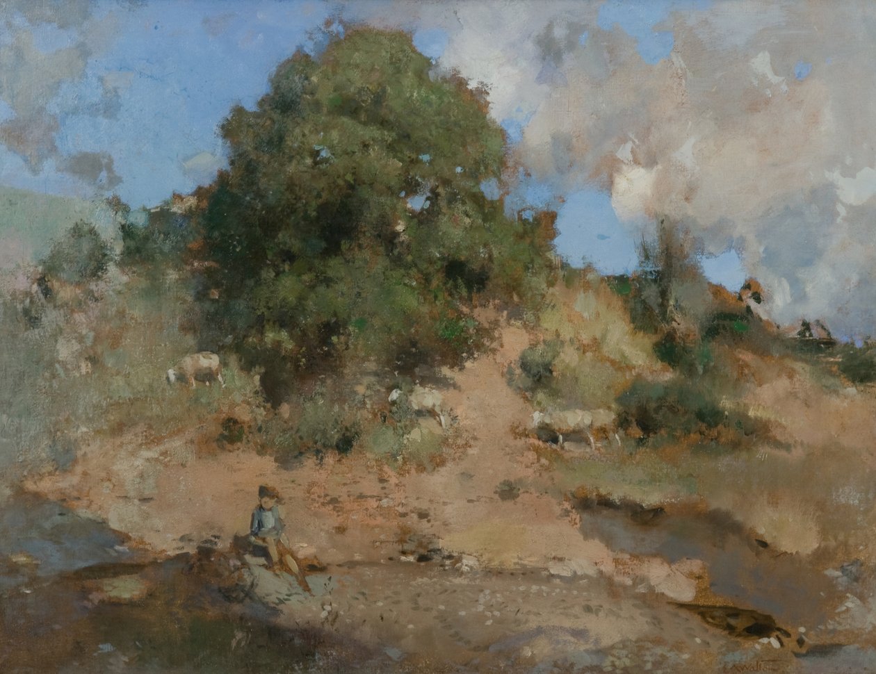 Hawthorn Bank, ca 1910 (olja på duk) av Edward Arthur Walton