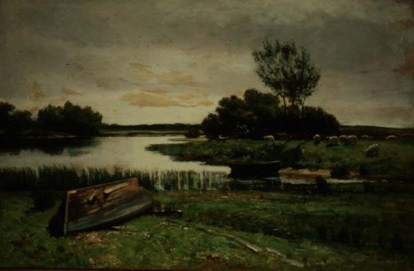 Sjön med roddbåtar (olja på duk) av Edward Arthur Walton