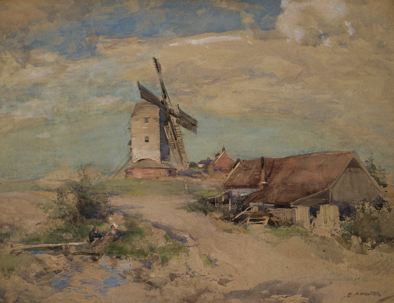Väderkvarnen, ca 1900-04 (akvarell) av Edward Arthur Walton
