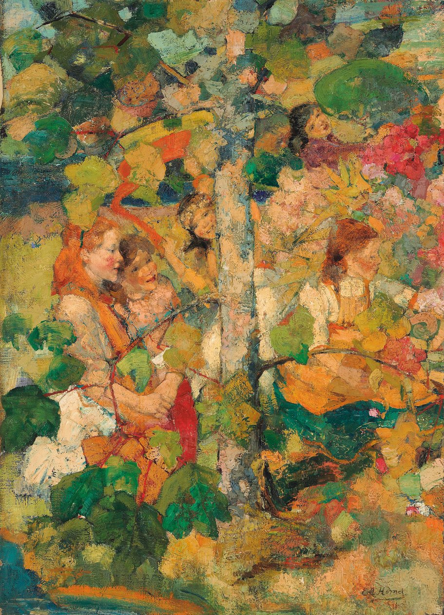 Barn som dansar runt ett träd av Edward Atkinson Hornel