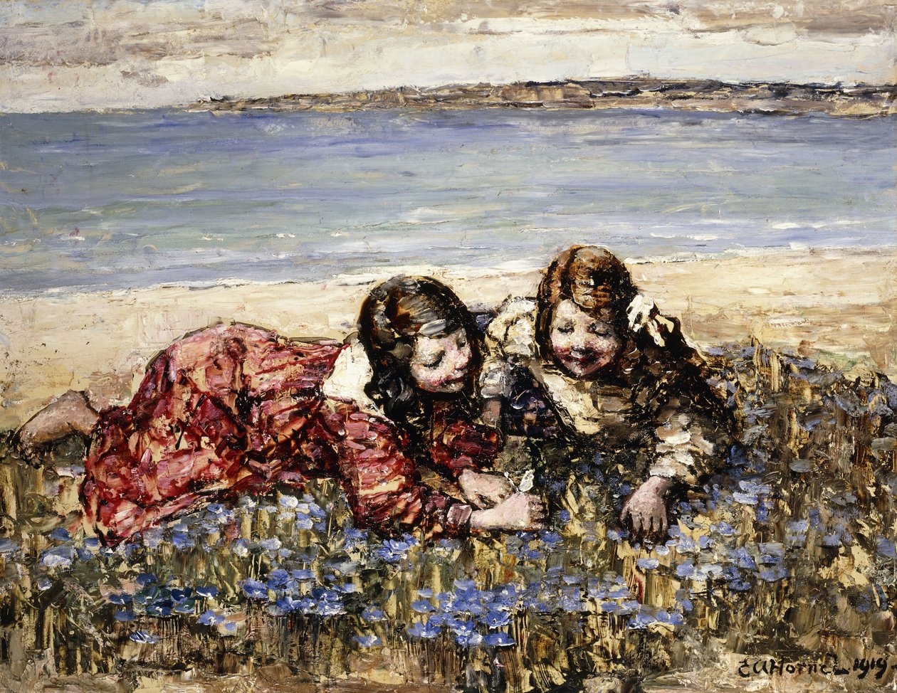 Samla blommor vid havet av Edward Atkinson Hornel