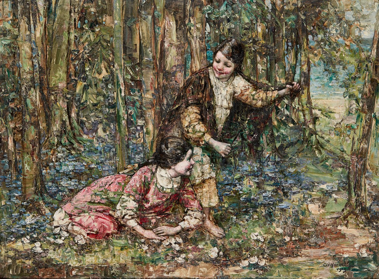 Girls In a Wood (olja på duk) av Edward Atkinson Hornel