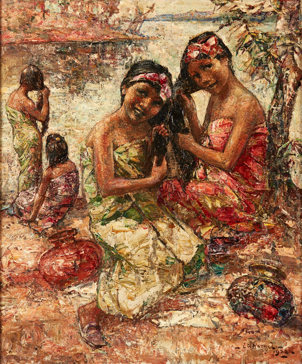On the Banks of the Irrawaddy (olja på duk) av Edward Atkinson Hornel