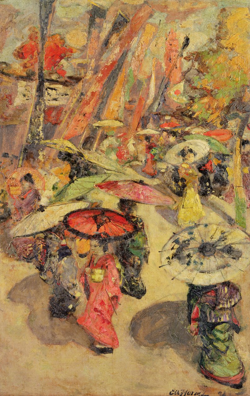 Gatubild, Tokyo av Edward Atkinson Hornel