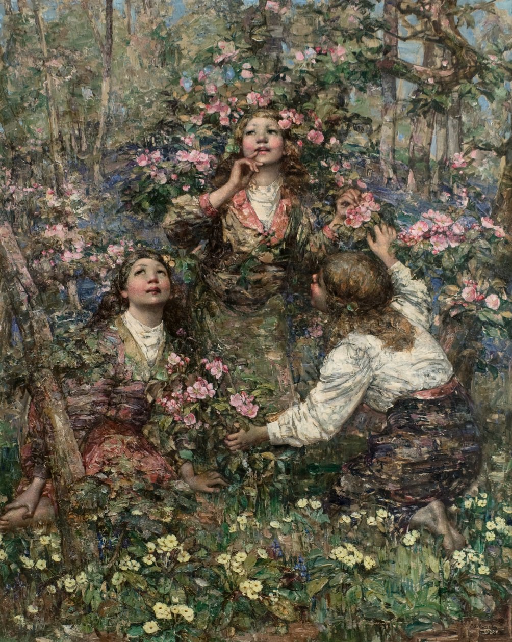 The Blackbird Song, ca 1908 (olja på duk) av Edward Atkinson Hornel