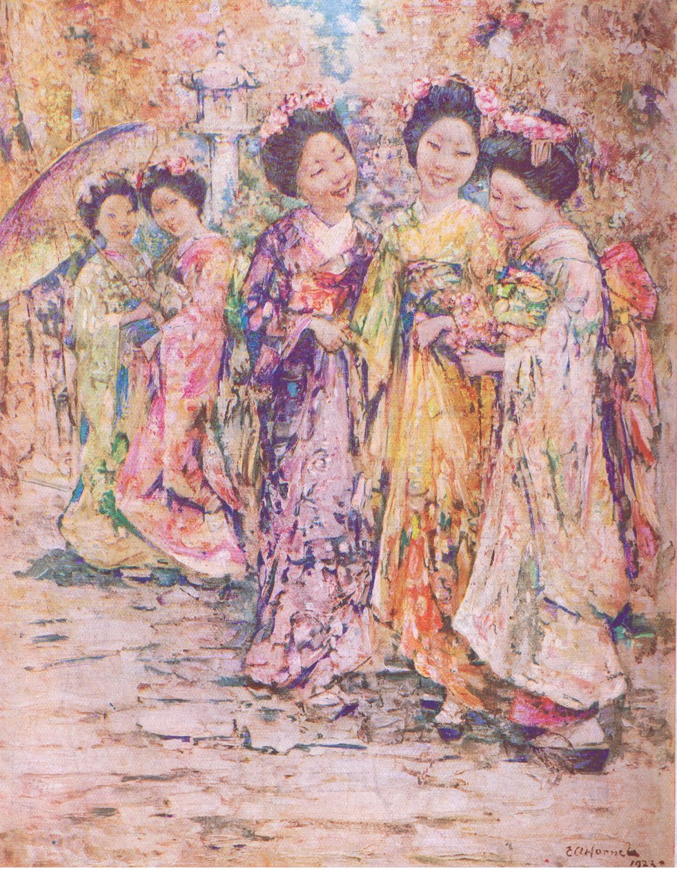 Strandpromenaden, Kyoto, illustration från My Magazine av Edward Atkinson Hornel