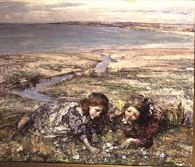 Två flickor på en strand av Edward Atkinson Hornel