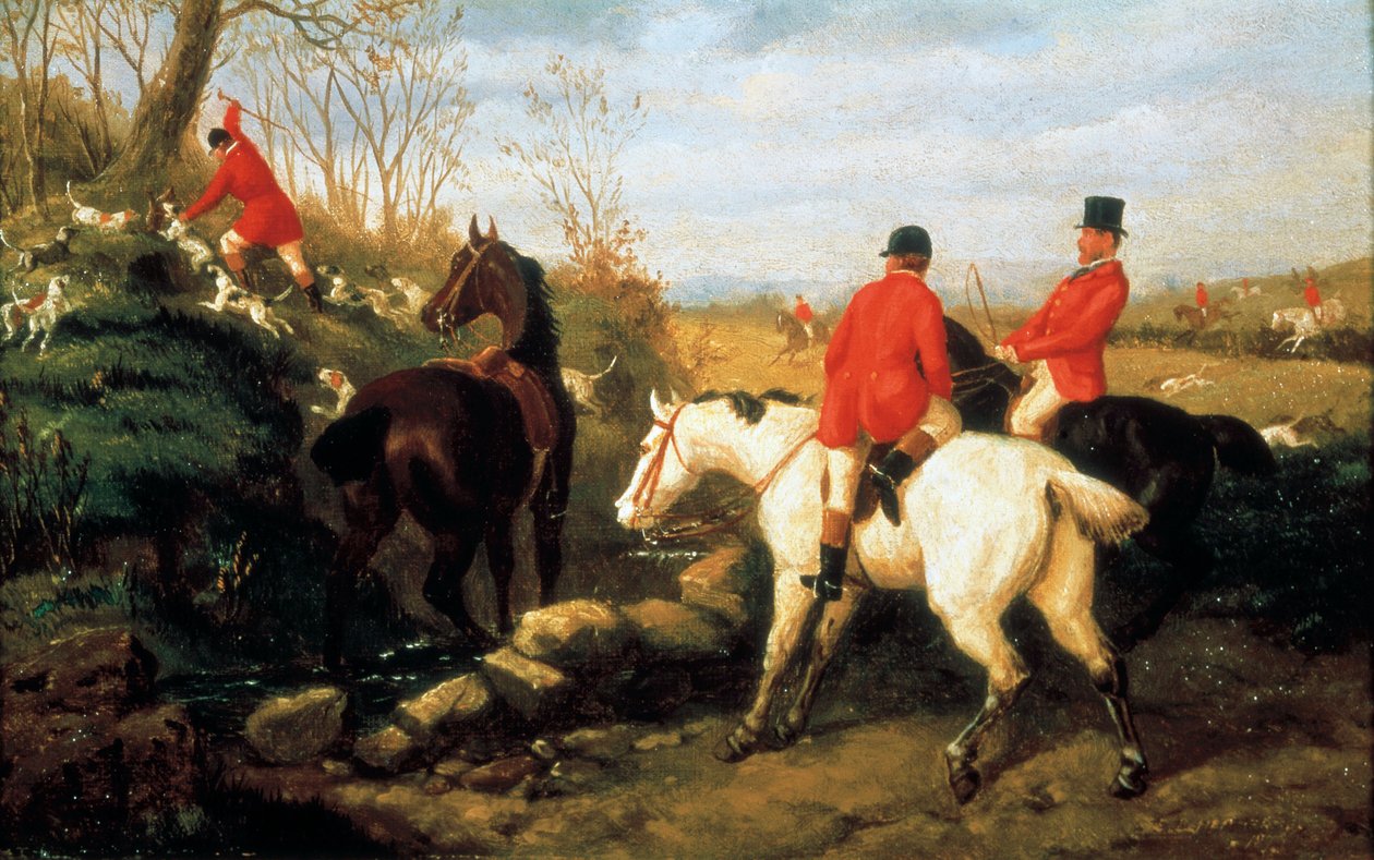 Fox Hunting, sent 1800-tal (olja på duk) av Edward Benjamin Herberte