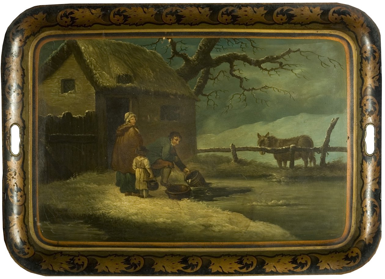 Breaking the Ice, c.1800 (olja på japansk tebricka) av Edward Bird