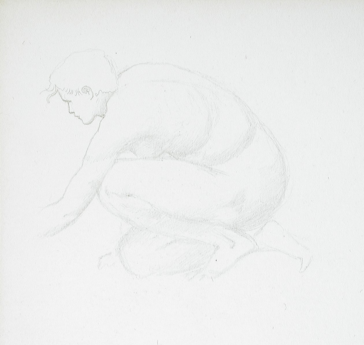 Hukande kvinnlig nakenstudie av Edward Burne-Jones