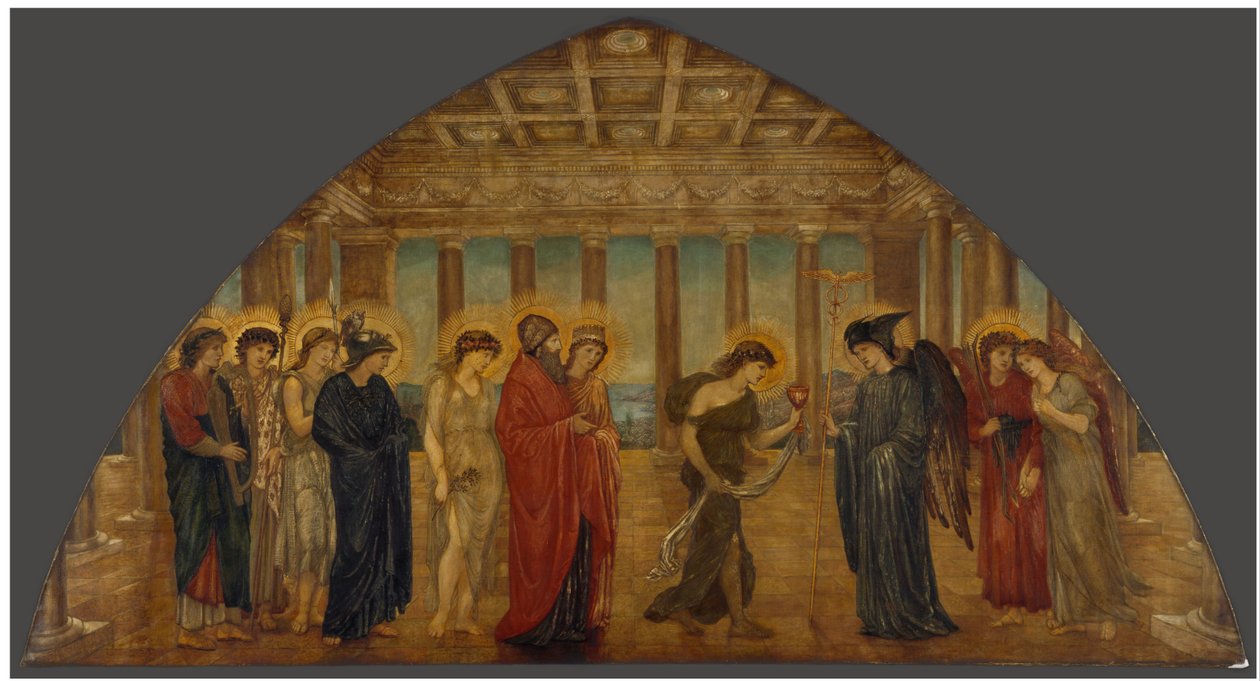 Amor och Psyke - Palatsets gröna väggmålningar - Psyke går in i Olympens portar av Edward Burne-Jones