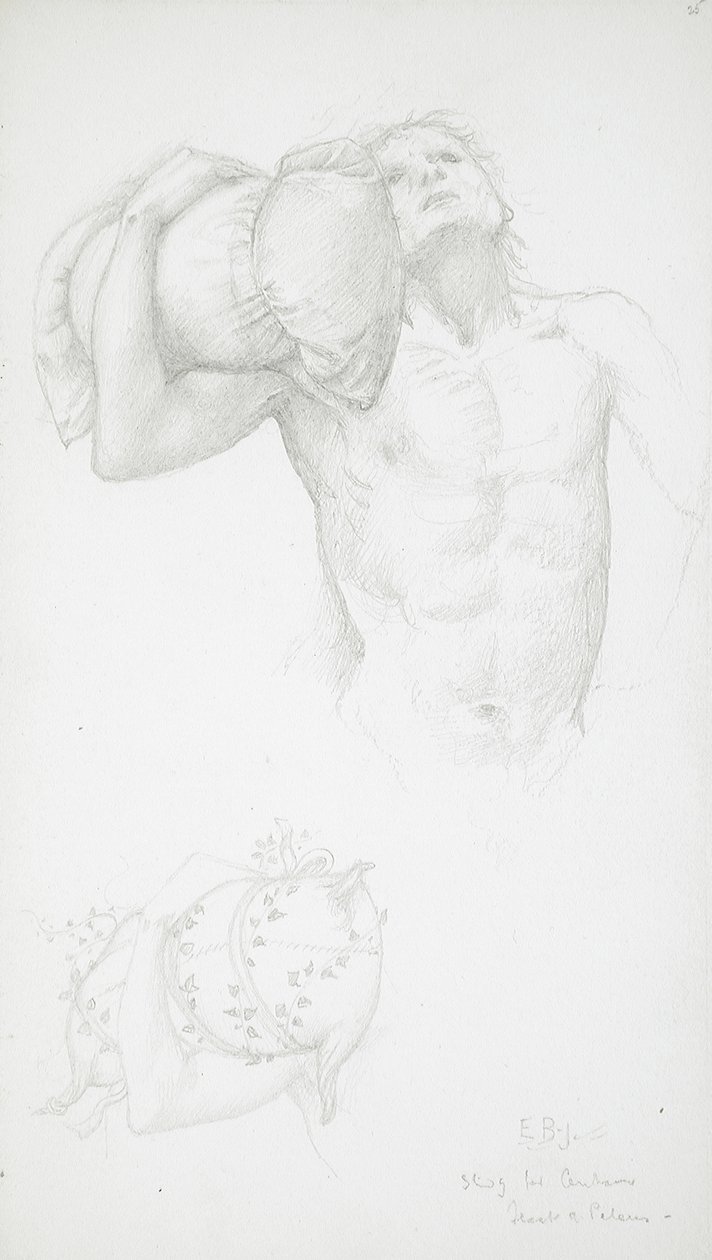Manlig akt som håller en kudde av Edward Burne-Jones