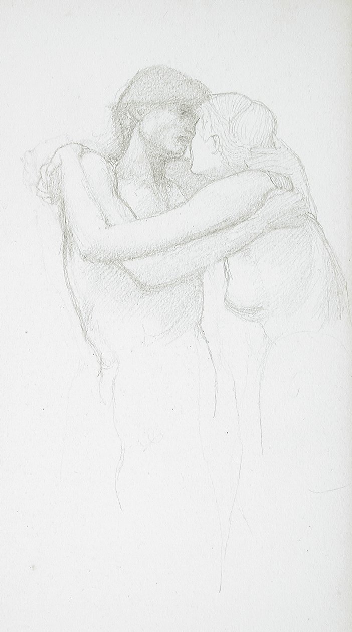 Nakenpar som omfamnar varandra av Edward Burne-Jones
