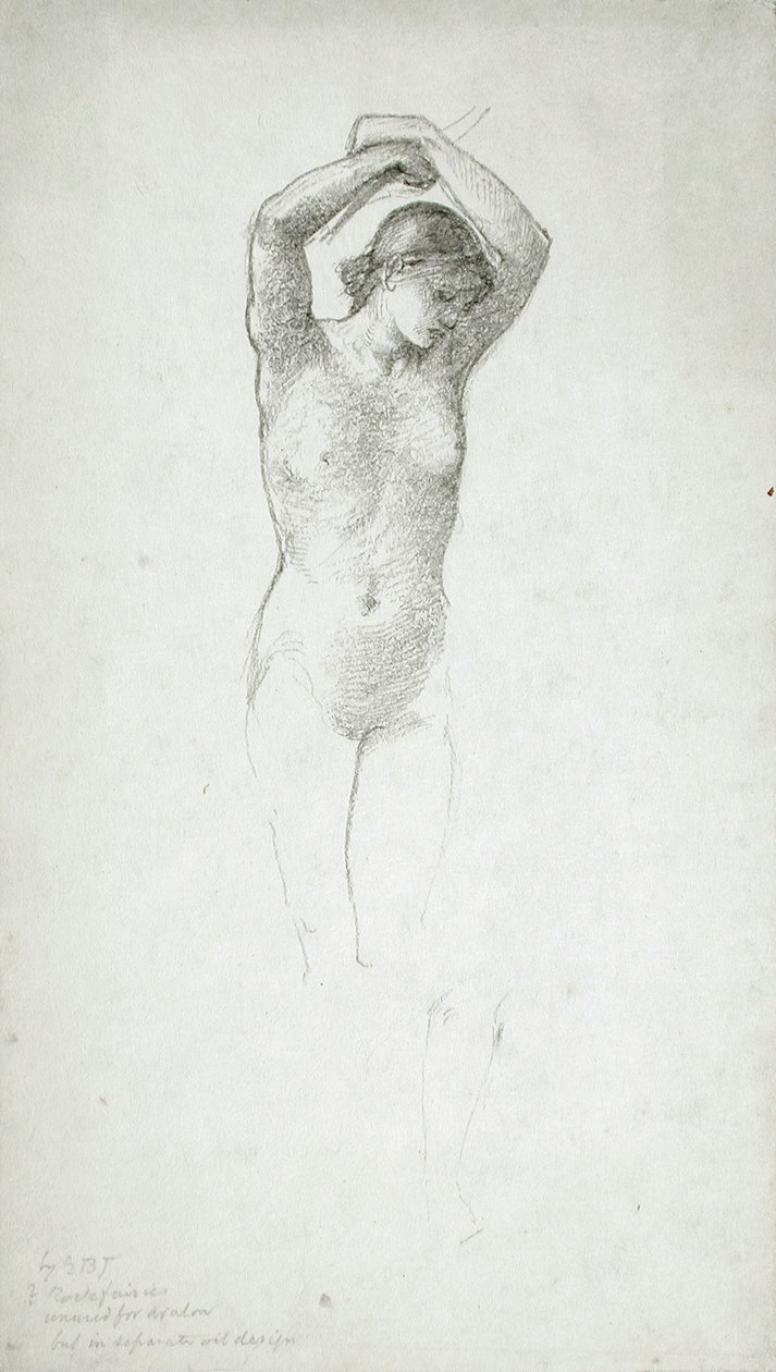 Stående kvinnlig akt med upplyfta armar av Edward Burne-Jones