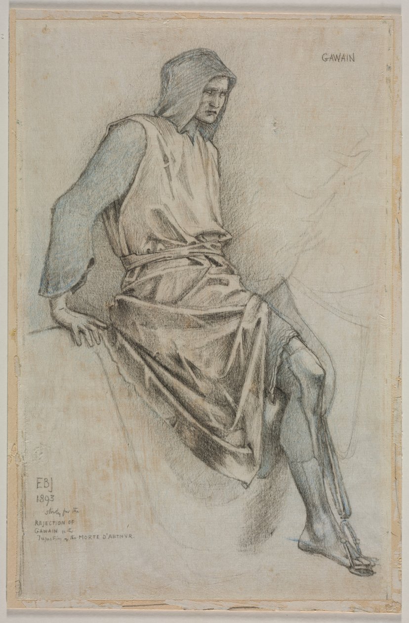 Studie för misslyckandet av Gawain från den heliga graaltapeterna av Edward Burne-Jones