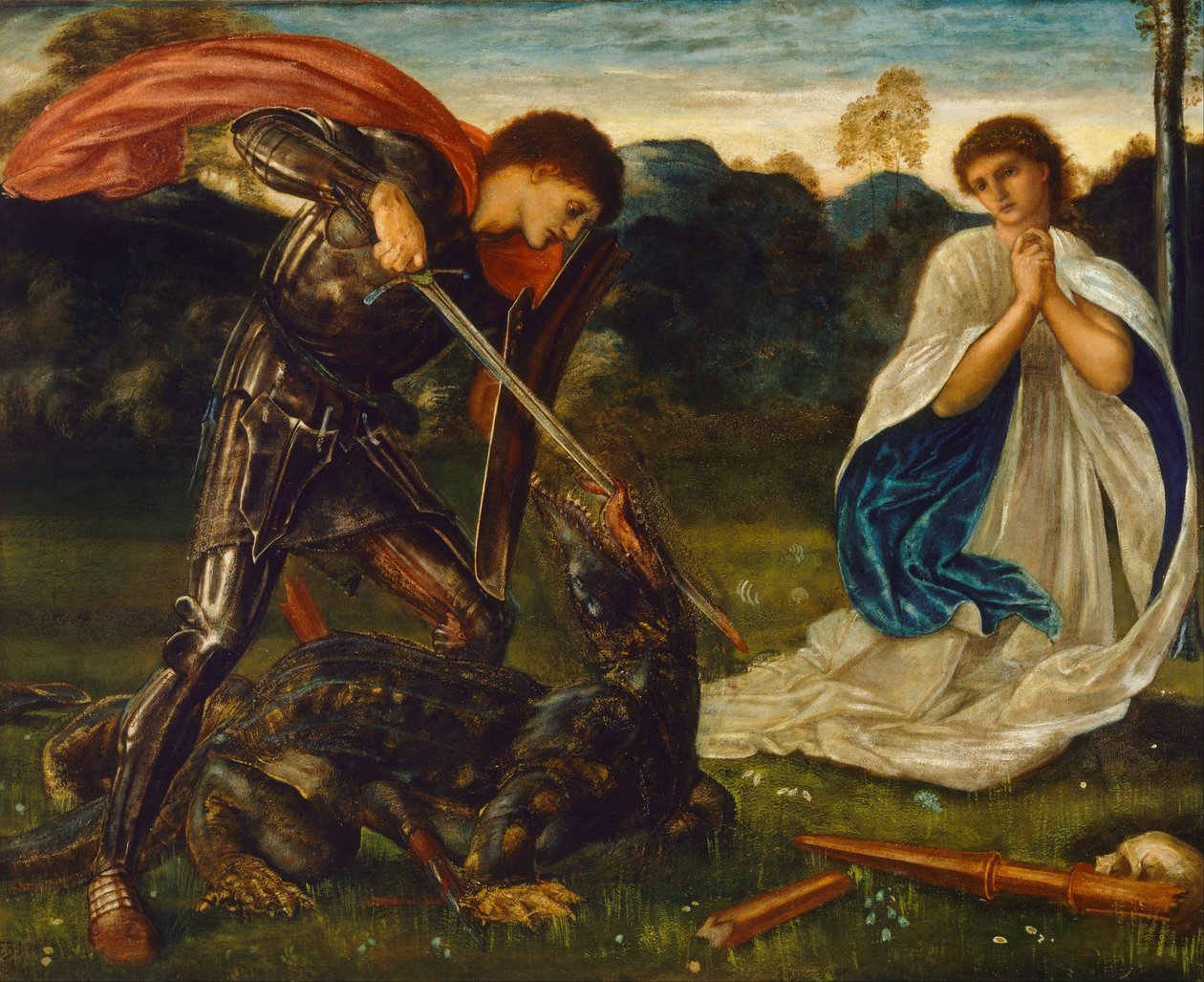 Kampen: Sankt Göran dödar draken VI av Edward Burne-Jones