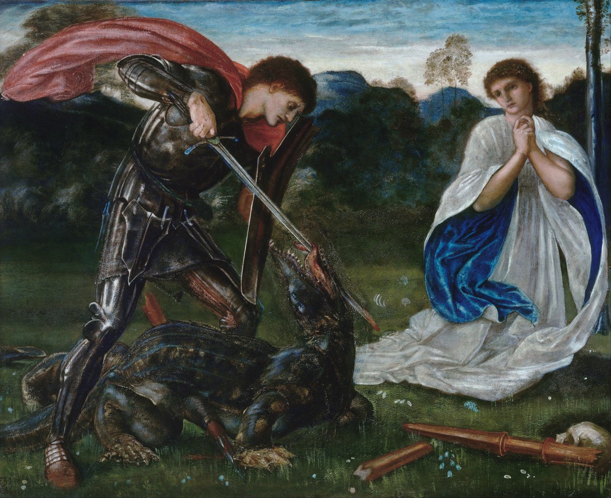 Kampen: Sankt Göran dödar draken VI av Edward Burne-Jones