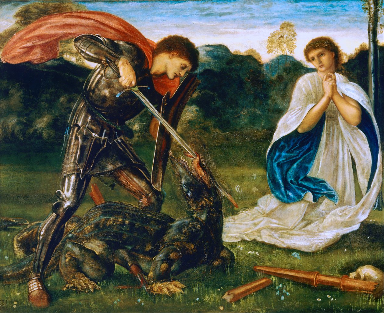 Kampen: Sankt Göran dödar draken VI av Edward Burne-Jones