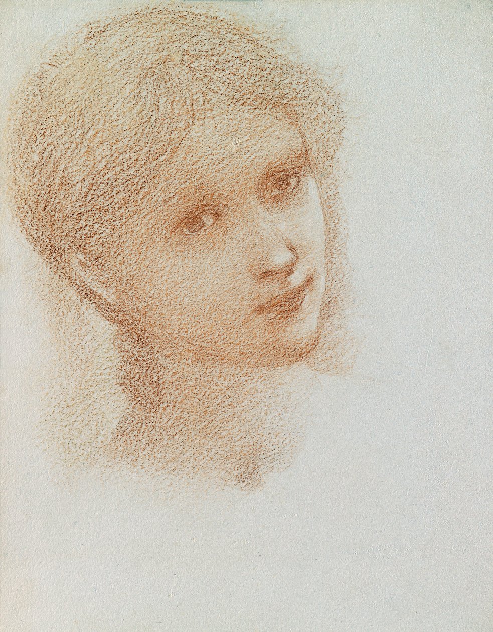 Head Study of a Girl, ca 1865-6 (röd krita på papper) av Edward Burne Jones