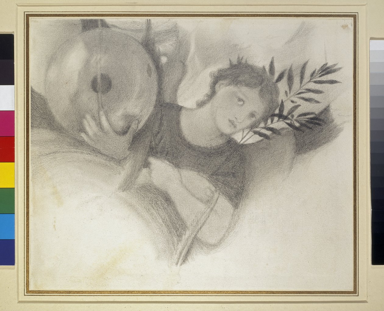 Studera för ett huvud i The Days of Creation, c. 1871 - 1875 (grafit och svart krita på benvitt papper) av Edward Burne Jones