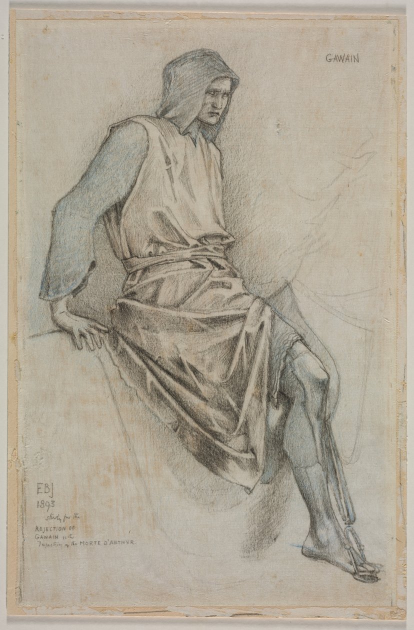 Studie för misslyckandet av Gawain från den heliga graaltapeterna av Edward Burne Jones