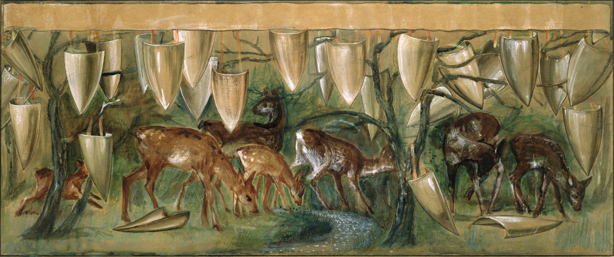 Studie för den heliga graaltapeterna av Edward Burne Jones