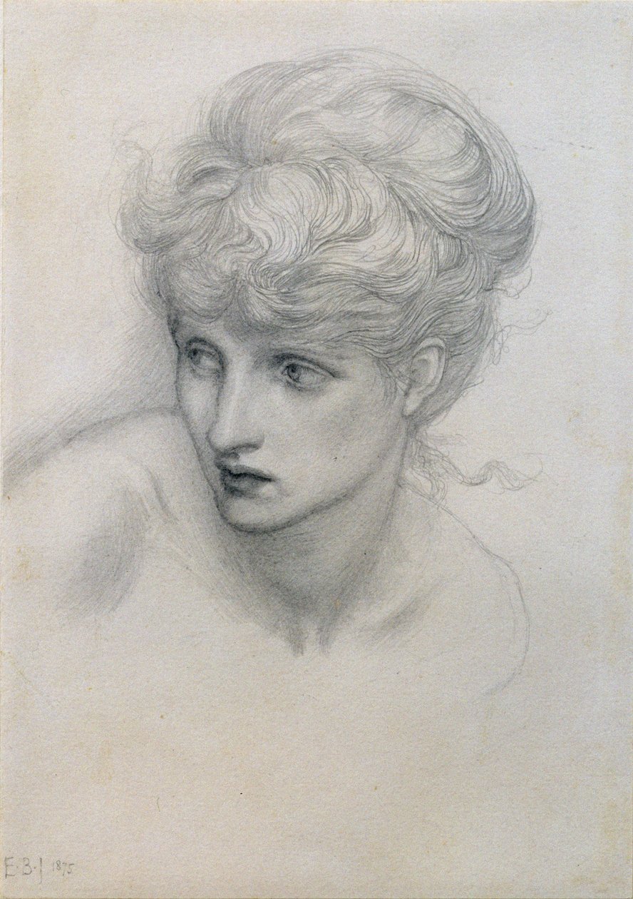 Studie av ett flickhuvud (se även 198345) av Edward Burne Jones