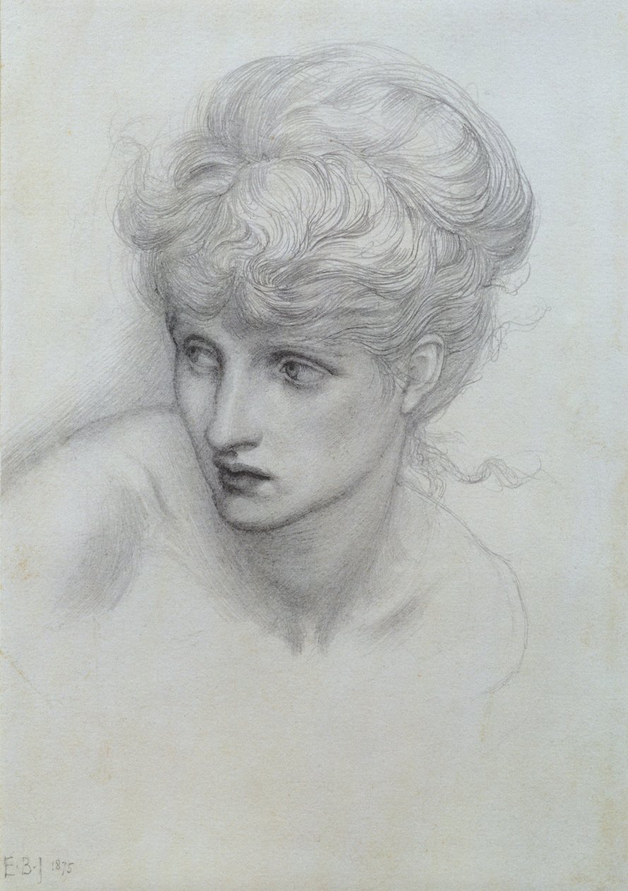 Studie av ett flickhuvud (se även 198346) av Edward Burne Jones