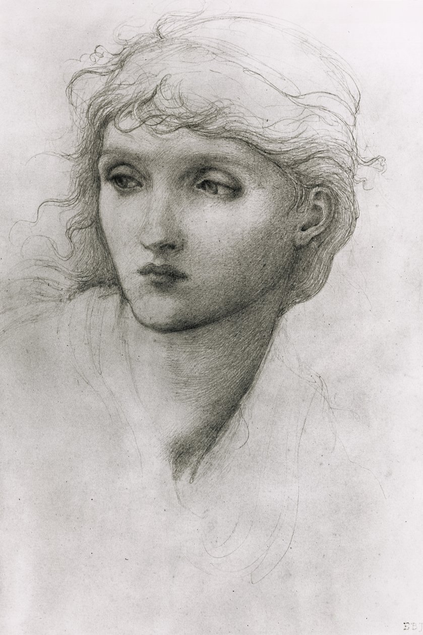 Studie av ett flickhuvud av Edward Burne Jones