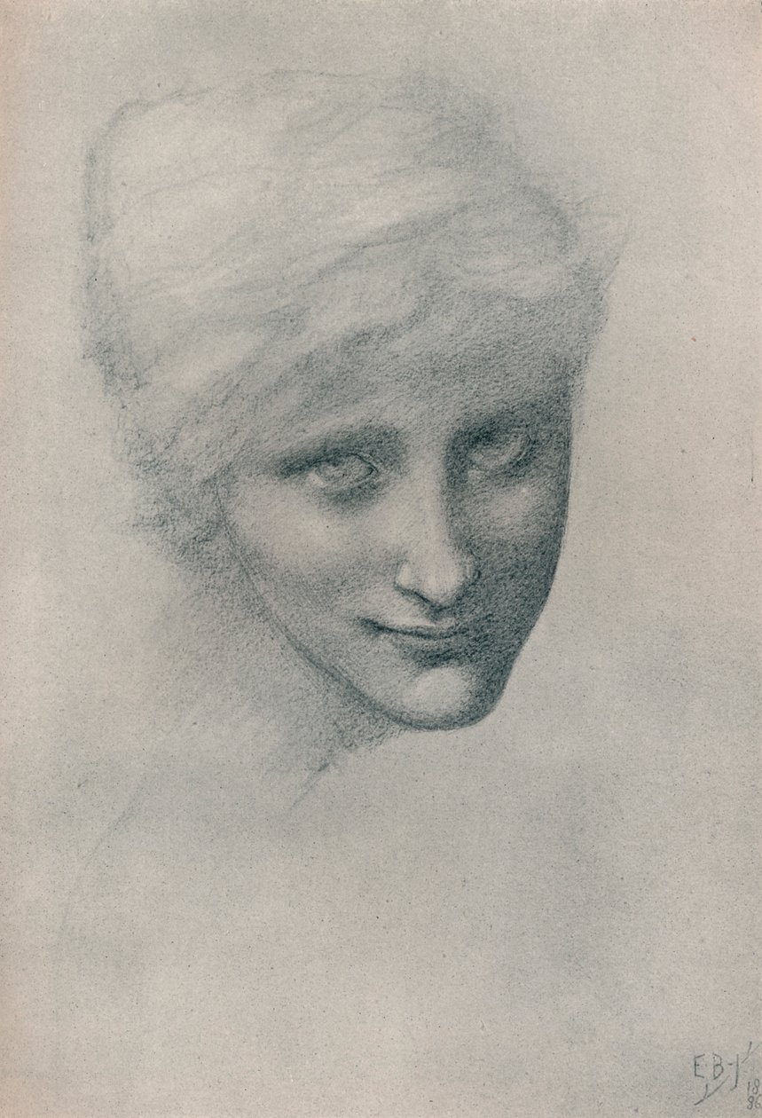 Studie av sjöjungfrun, i havets djup, 1886 av Edward Burne Jones