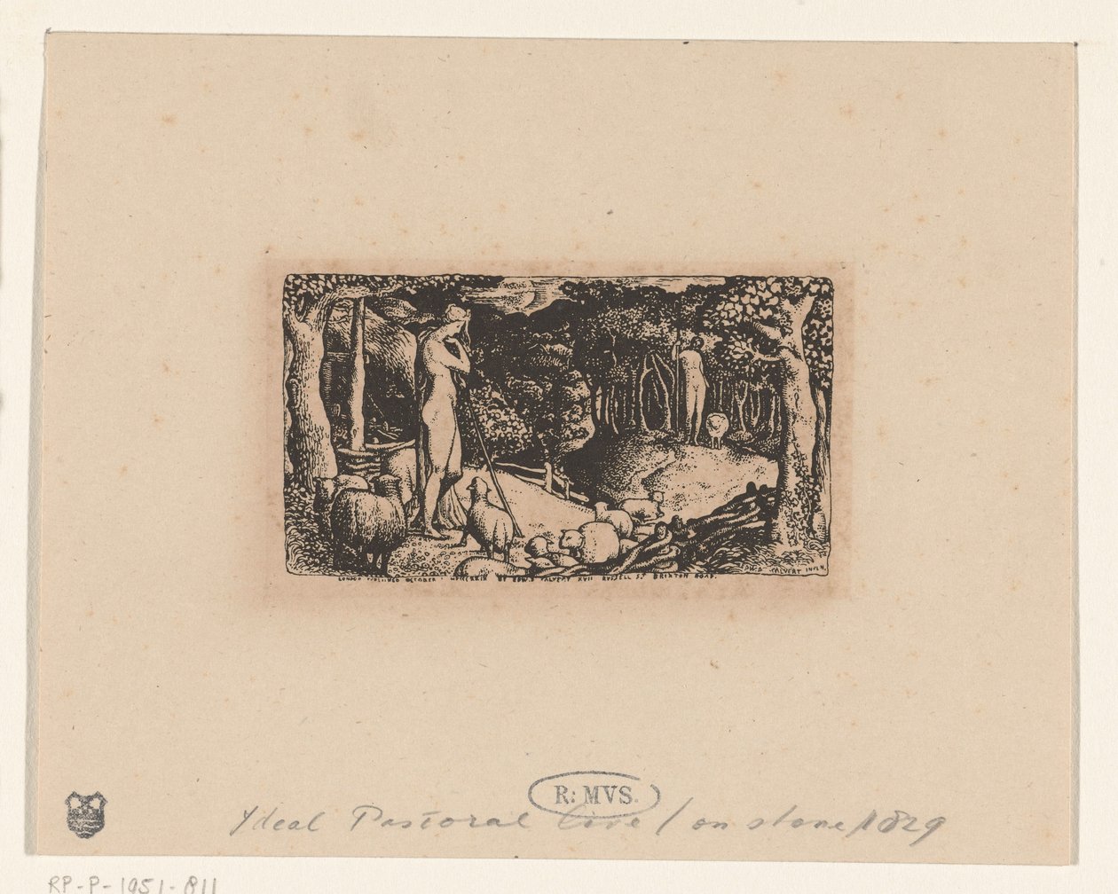 rustikt liv Idealiskt pastoralt liv av Edward Calvert (signed by artist)
