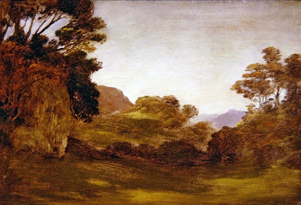 En väg genom ett skogslandskap (olja ombord) av Edward Calvert