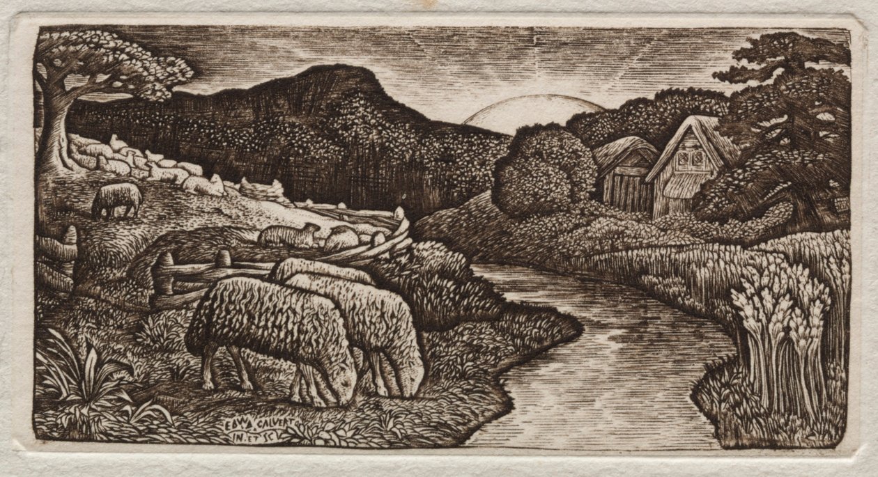 Fåren på hans betesmark, 1828. av Edward Calvert