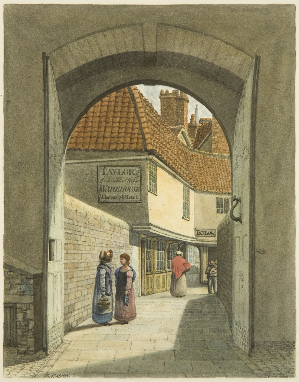 Bridewell Bridge and Gates (penna och akvarell på papper) av Edward Cashin