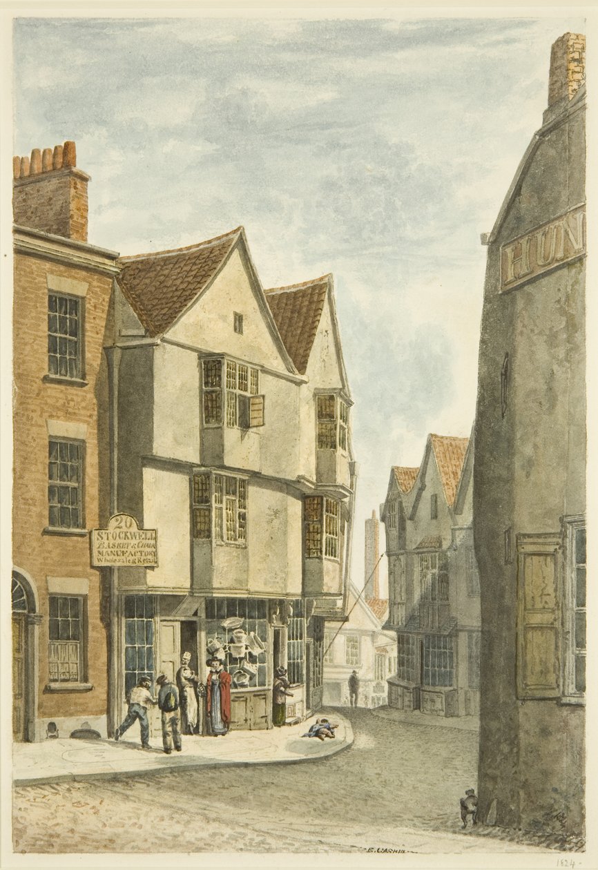 Ser från Peter Street in i Bear Lane, mot Castle Green (penna och akvarell på papper) av Edward Cashin