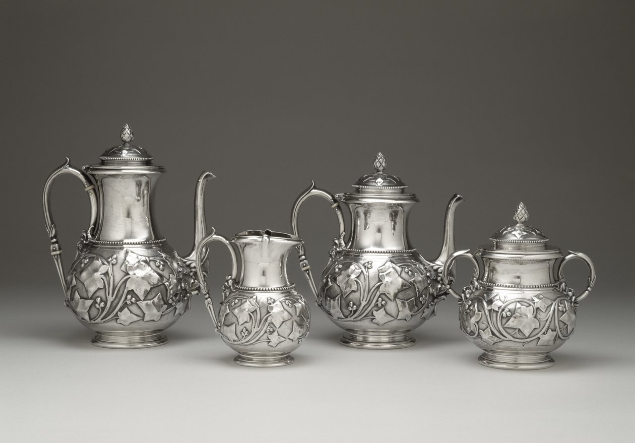 Kaffe- och teservering, c. 1856-1859 (silver och elfenben) av Edward Chandler Moore