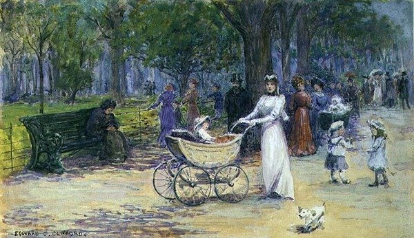 Promenading (akvarell) av Edward Charles Clifford