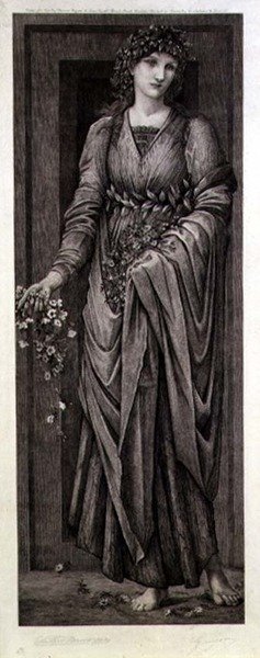 Flora, graverad av Eugene Gaujean (1850-1900) pub. av Thomas Agnew & Sons av Edward Coley (after) Burne Jones