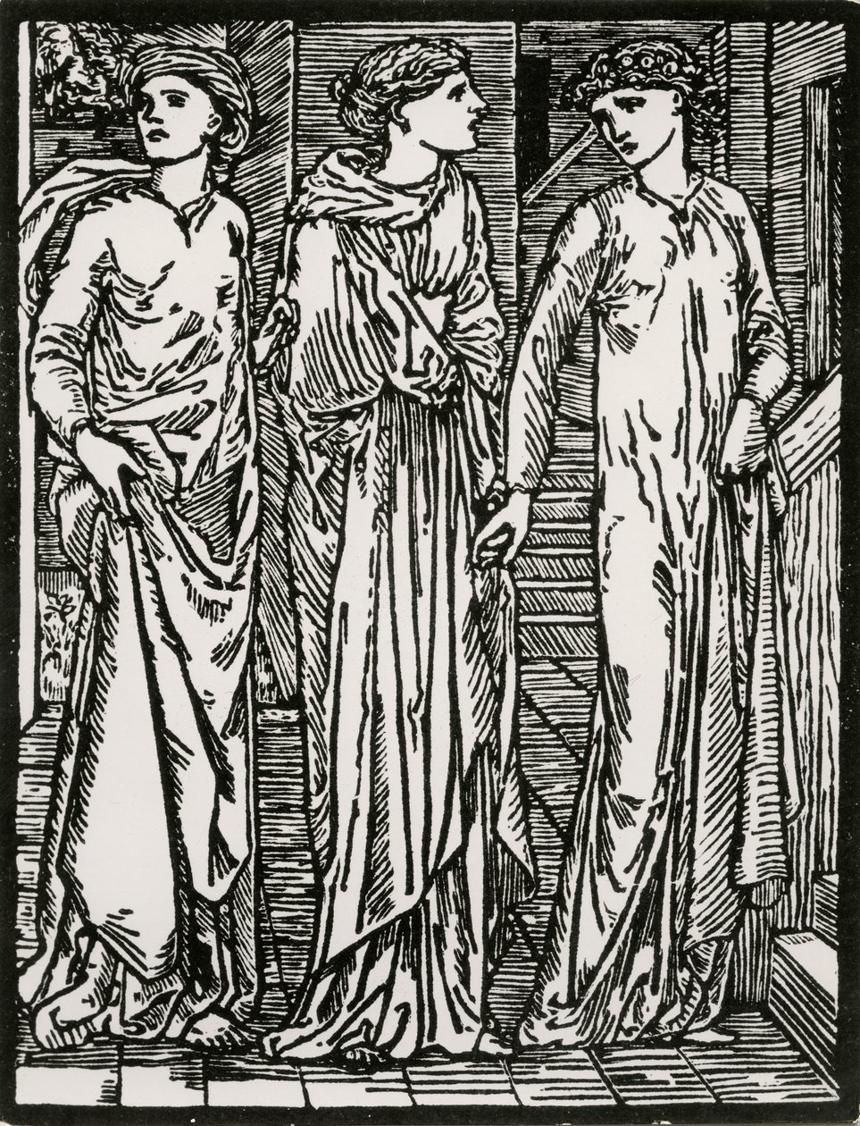 Systrarnas första besök av Edward Coley (after) Burne Jones