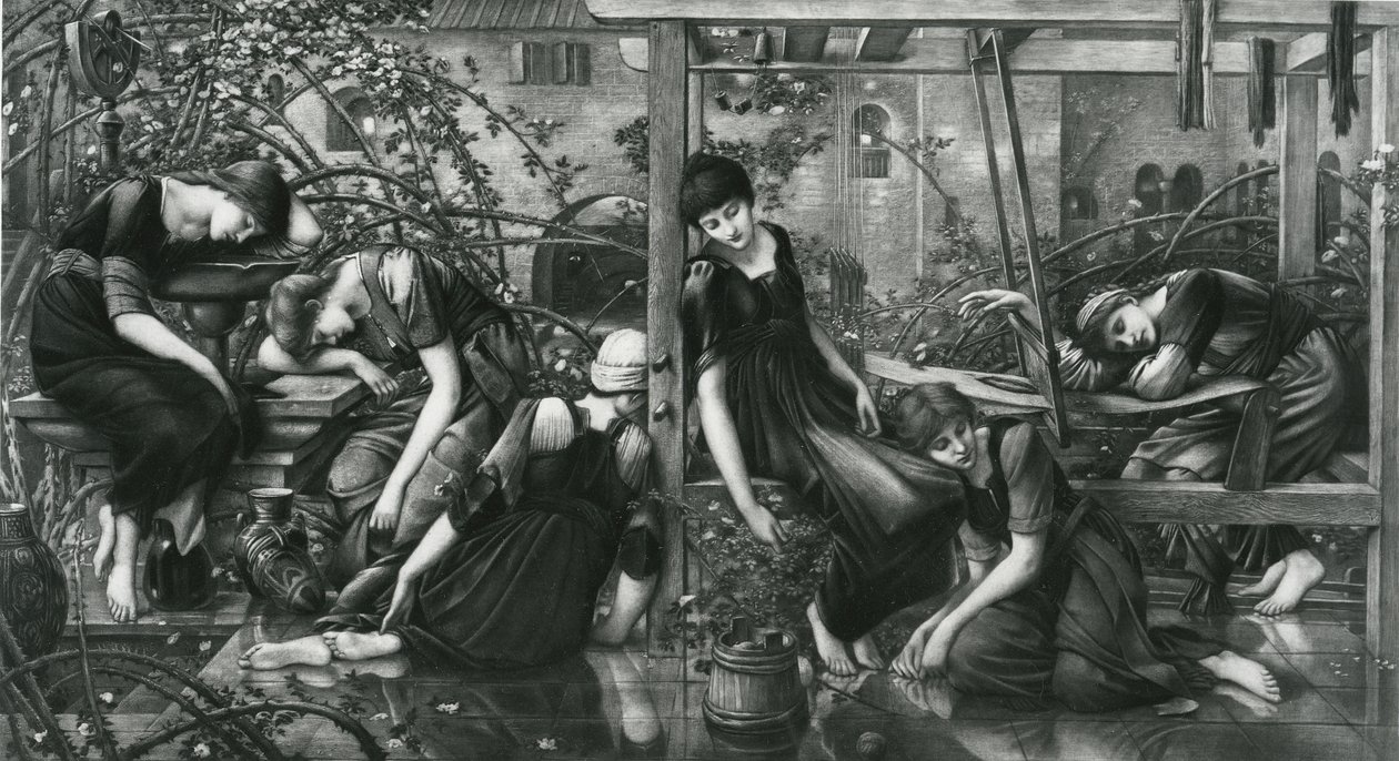The Garden Court, från Briar Rose-serien av Edward Coley (after) Burne Jones