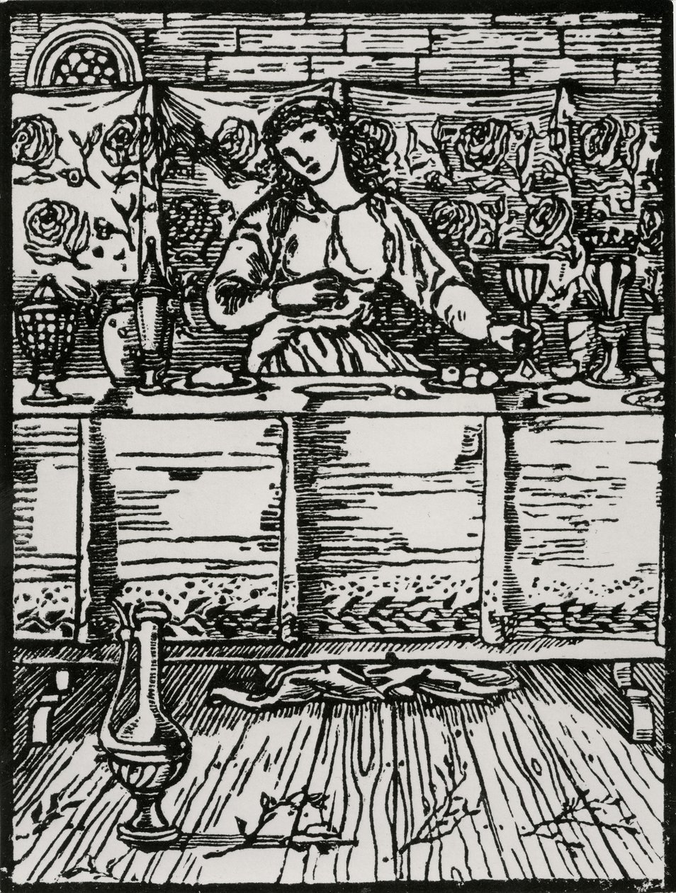 Låten medan hon äter av Edward Coley (after) Burne Jones