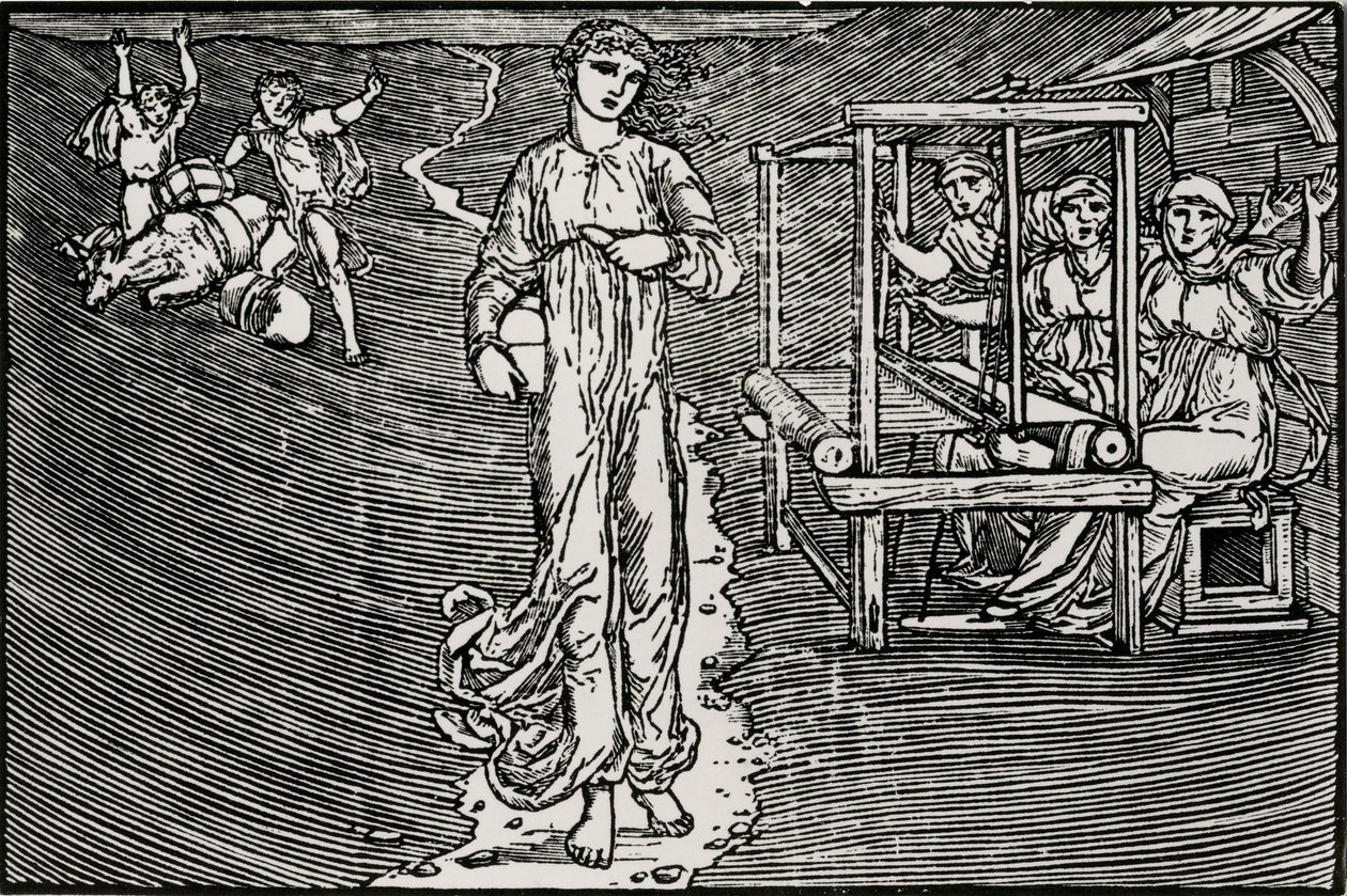 De vävande kvinnorna av Edward Coley (after) Burne Jones