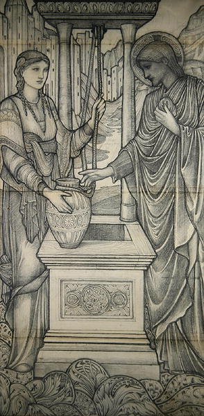 Kristus med Samariens kvinna vid brunnen (penna) av Edward Coley Burne Jones